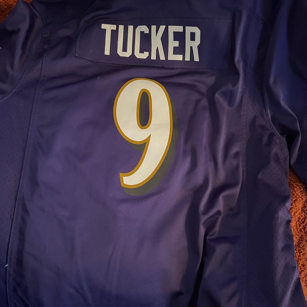 NFL Purple and Gold Men's Jersey xl tucker 9 ravens